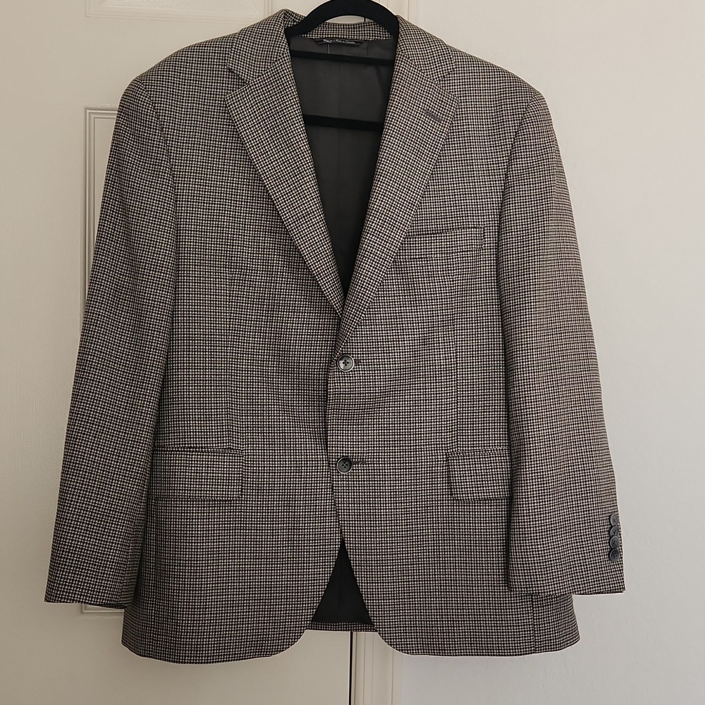 Jack Victor Valutowood Silk & Wool Blend Houndstooth Blazer Jacket Size 40